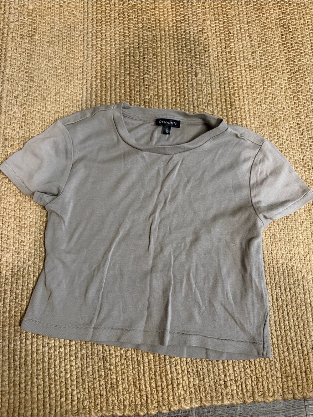 Dynamite Short Sleeve Crewneck Tee in Taupe